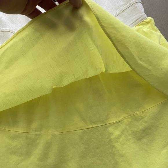 Theory Fun Neon Double Ruffle A-line Tank Top Colorblock in White + Neon Yellow - Picture 8 of 8